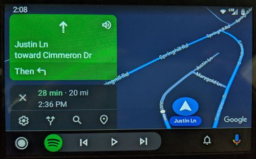 Image of Android Auto Navigation screen